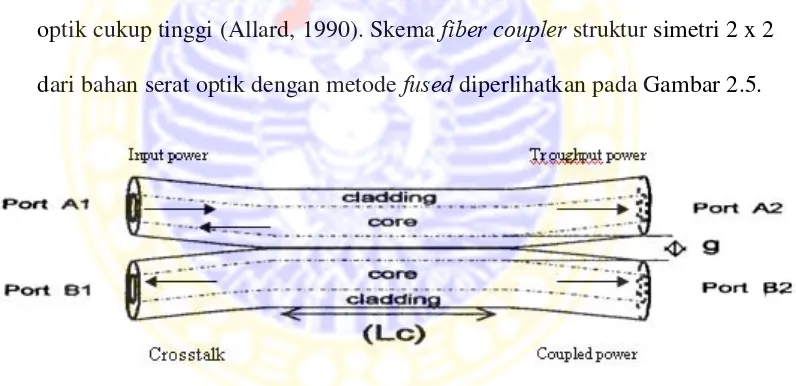 Gambar 2.5. Fiber coupler struktur simetri 2x2 berbahan serat optik 