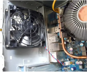 Figure 1-3 shows the case fan within a system. Take a look at it as you follow the steps to remove the fan.
