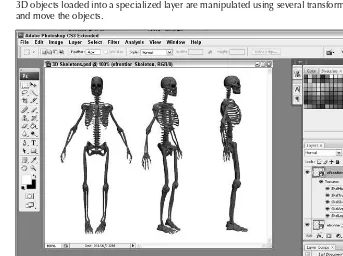 FIGURE 1.33D objects loaded into a specialized layer are manipulated using several transform tools to rotate