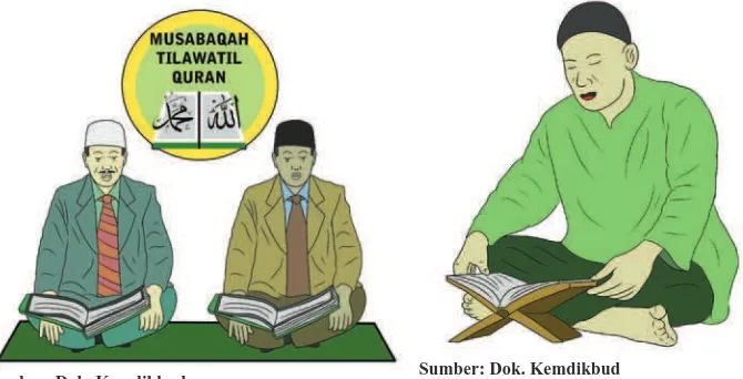 Gambar 1.1 Belajar al-Qur’ān dengan sistem sorogan (mengaji satu per satu/bergiliran)