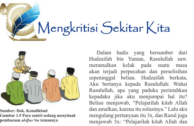 Gambar 1.5 Para santri sedang menyimak pembacaan al-Qur’ᾱn temannya