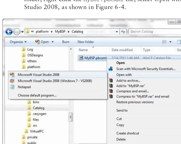 FIGURE 6-4 2. Launch VS2008. From the VS2008 File menu, select Open, and click File to bring up the 