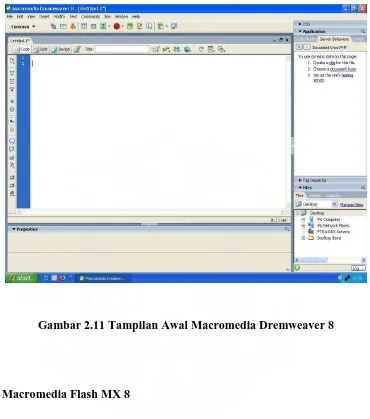 Gambar 2.11 Tampilan Awal Macromedia Dremweaver 8 