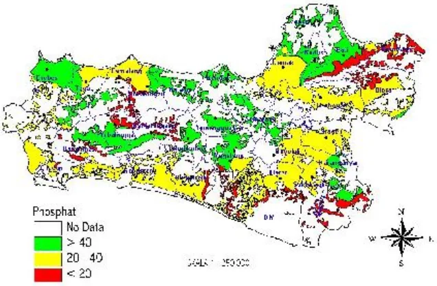 Gambar 2. Contoh peta status P propinsi Jawa Tengah.