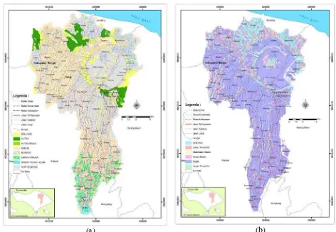 Gambar 8. Perbandingan (a) Peta Tata Guna Lahan dan (b) Peta Stabilitas Tanah(a)  