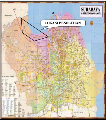Gambar 1.1 Peta Lokasi Penelitian di Ruas Jalan Kalianak – Romokalisari, 