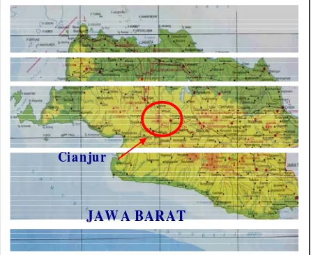 Gambar 1. Kabupaten Cianjur asal ayam Pelung di Indonesia 