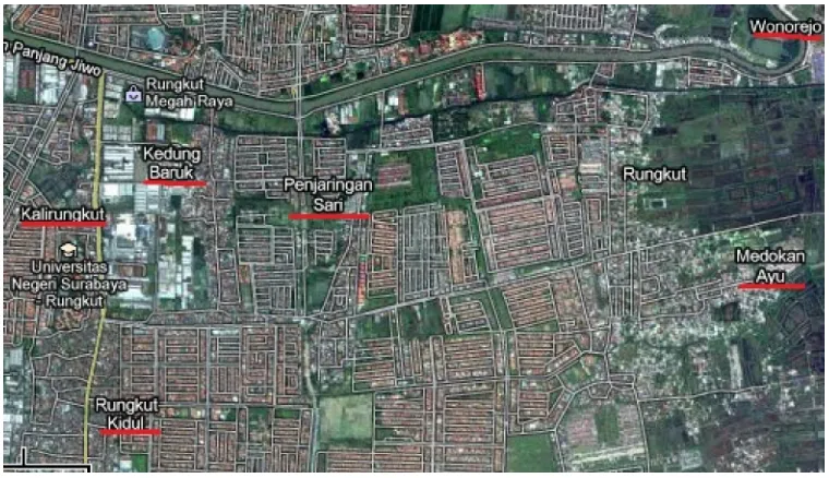 Gambar 1.1 Kecamatan  Rungkut. Sumber : Google Maps 