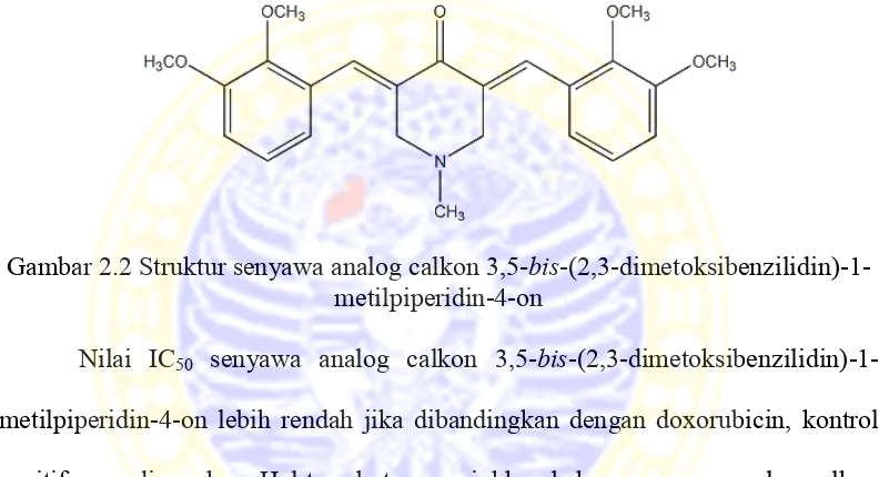 Gambar 2.2 Struktur senyawa analog calkon 3,5-bis-(2,3-dimetoksibenzilidin)-1-