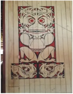 Gambar 5. Ornamen Lukisan Suku Dayak Bahau dengan unsur  warna merah,putih dan hitam   