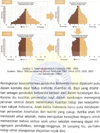 Gambar 3. Piramida penduduk Indonesia 1980 - 2050 