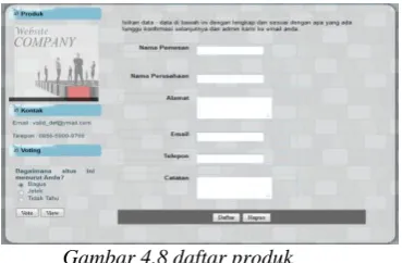 Gambar 4.8 daftar produk 