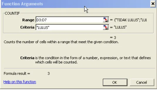 Gambar 7.9. Pengubahan setting fungsi COUNTIF untuk sel C10 
