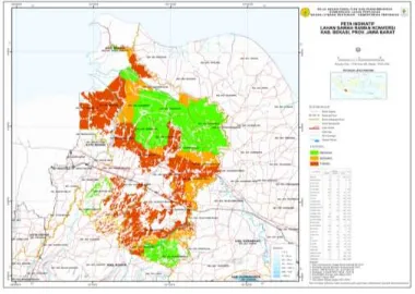 Gambar 2.   Peta indikatif lahan sawah rawan konversi di Kabupaten Bekasi, Jawa Barat 