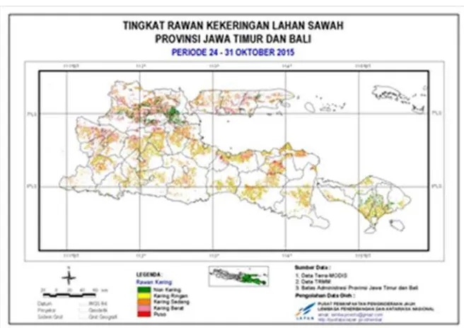 Gambar 5. Peta tingkat kekeringan padi Provinsi Jawa Timur periode 23-