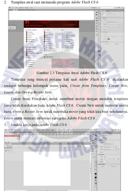 Gambar 2.3 Tampilan Awal Adobe Flash CS 6 