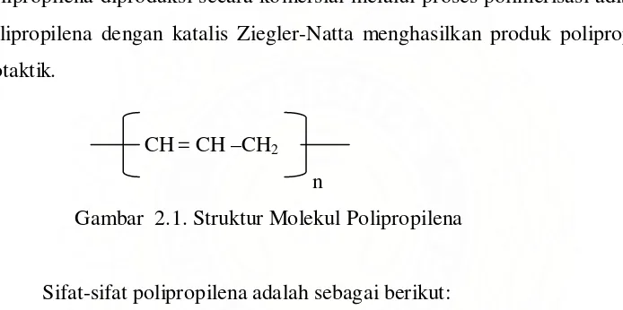 Gambar  2.1. Struktur Molekul Polipropilena 