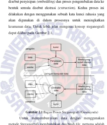 Gambar 2.1 Bagan Proses Steganografi (Gusmayuda) 