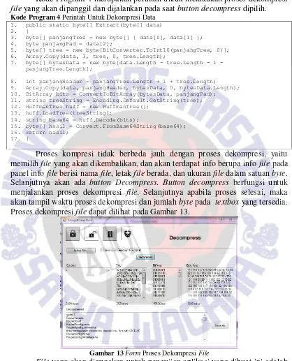 Gambar 13 Form Proses Dekompresi File 