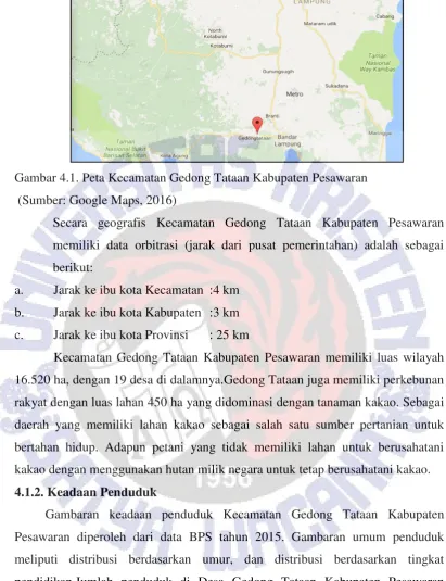 Gambar 4.1. Peta Kecamatan Gedong Tataan Kabupaten Pesawaran  