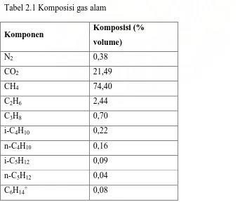 Tabel 2.1 Komposisi gas alam 