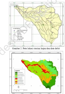 Gambar 3. Peta penggunaan lahan sub DAS Ciliwung Hulu Tahun 2010