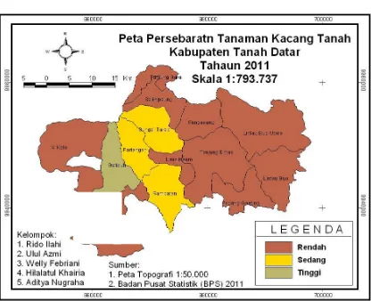 Gambar 4. Persebaran Tanaman Kacang Tanah di Kabupaten Tanah Datar 