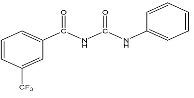 Figure 1: The structure of the compound namely N-(3-trifluoromethylbenzoyl)-