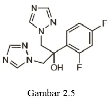  Struktur Flukonazol (Casalinuovo Gambar 2.5 et al, 2004). 