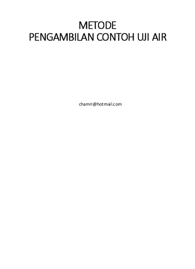 METODE PENGAMBILAN CONTOH UJI AIR