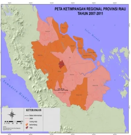 Gambar 1. Peta Ketimpangan Regional Provinsi Riau Tahun 2007-2011 