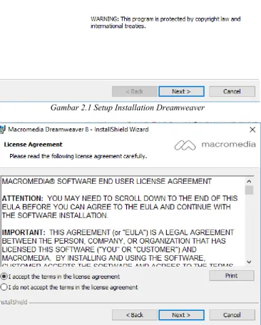 Gambar 2.1 Setup Installation Dreamweaver