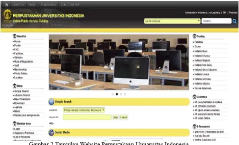 Gambar 2 Tampilan Website Perpustakaan Universitas Indonesia