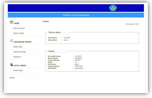 Gambar 5.8. Tampilan user siswa 