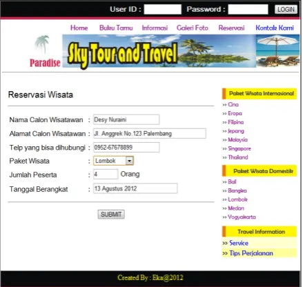 Gambar 5.10 Menu Daftar Reservasi