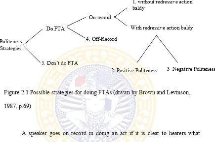 Figure 2.1 Possible strategies for doing FTAs (drawn by Brown and Levinson, 