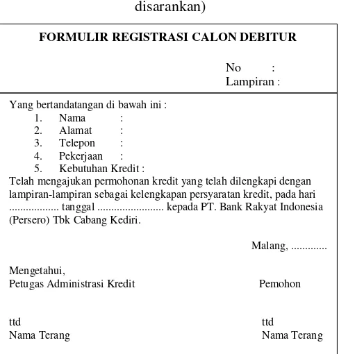 Gambar 1 Formulir Registrasi Calon Debitur (yang 