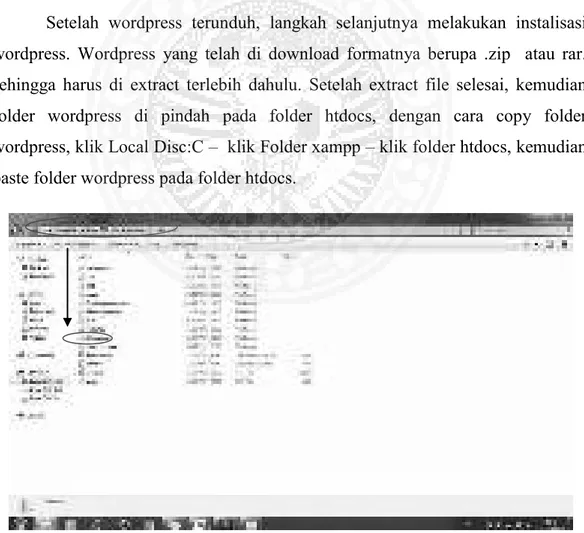 Gambar 3.4. Proses Pemindahan folder wordpress ke folder htdocs. 