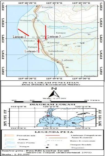 Gambar 2.1 Peta lokasi penelitian dan sekitarnya (Bakosurtanal, 1991) 