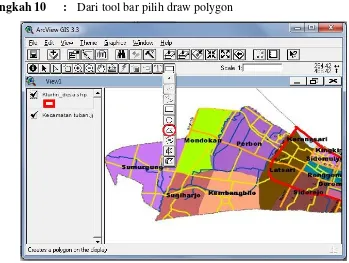 Gambar 4.8. Tampilan hasil digitasi area kelurahan dengan feature type polygon 