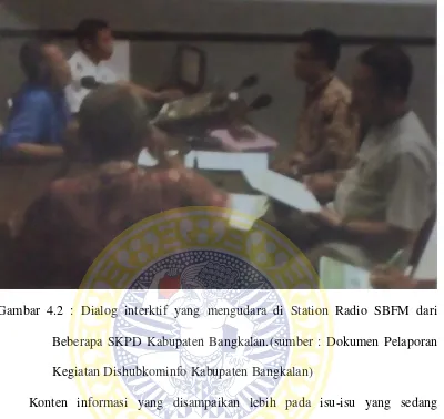Gambar 4.2 : Dialog interktif yang mengudara di Station Radio SBFM dari 