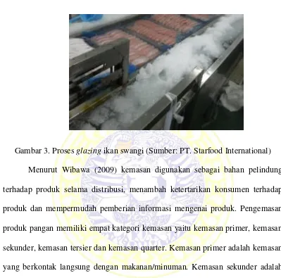 Gambar 3. Proses glazing ikan swangi (Sumber: PT. Starfood International) 