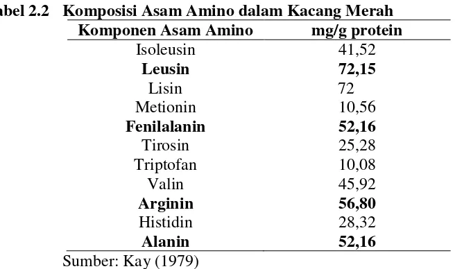 Tabel 2.3 Kandungan Gizi Per 20 gram Tepung Kacang Merah 
