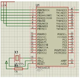 Gambar 3.3. Rangkaian sistem minimum mikrokontroler ATMega8535 