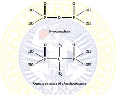 Gambar 2.3 Struktur Bifosfonat dan Pirofosfat (Sweetman, 2009) 
