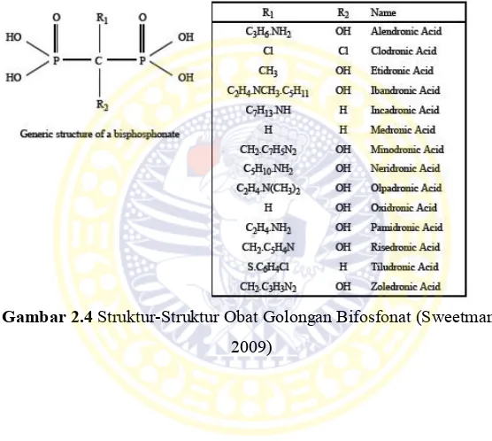 Gambar 2.4 Struktur-Struktur Obat Golongan Bifosfonat (Sweetman, 