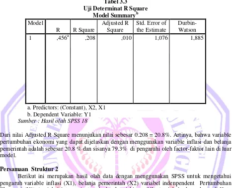 Tabel 3.3 Uji Determinat R Square 
