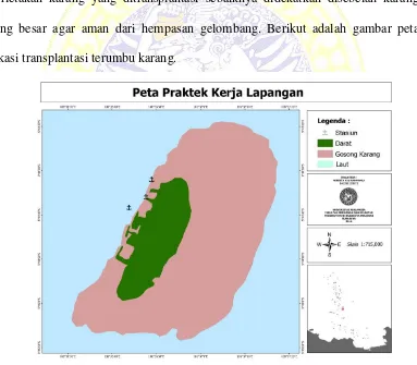 Gambar 4.2. Peta lokasi penanaman karang di Pulau Pramuka 