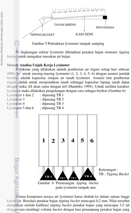 Gambar 5 Peletakkan lysimeter tampak samping 