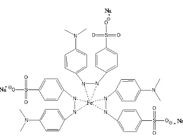 Gambar 4.2. Prediksi struktur senyawa kompleks Fe(II)-methyl orange. 